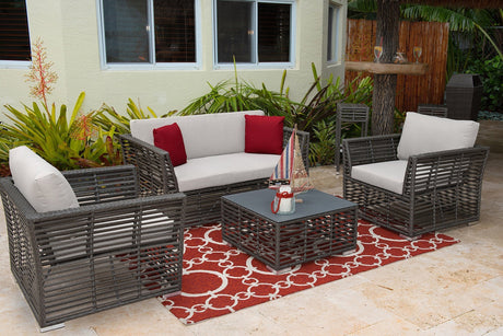 Panama Jack Graphite 4 - Piece Living Set with Cushions - Grand Alfresco