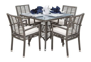 Panama Jack Graphite 5 - Piece Armchair Dining Set with Cushions - Grand Alfresco