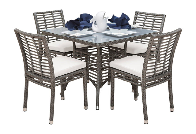 Panama Jack Graphite 5 - Piece Side chair Dining Set with Cushions - Grand Alfresco