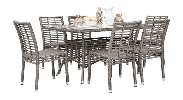 Panama Jack Graphite 7 - Piece Side chair Dining Set with Cushions - Grand Alfresco