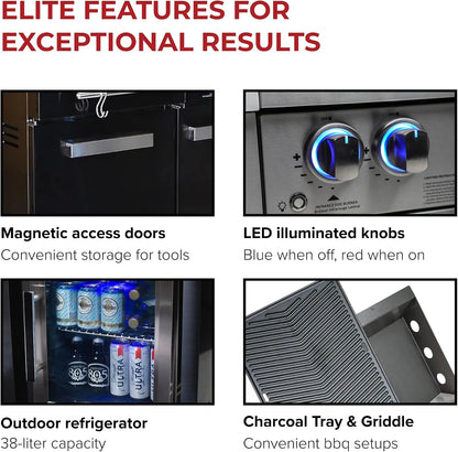 Premium 70"W Black Stainless Steel Outdoor Kitchen Island BBQ Gas Grill with Compact Refrigerator & Rotisserie Burner + Dual Sided Griddle Plate + Charcoal Tray + Natural Gas Conversion Kit — product view 4