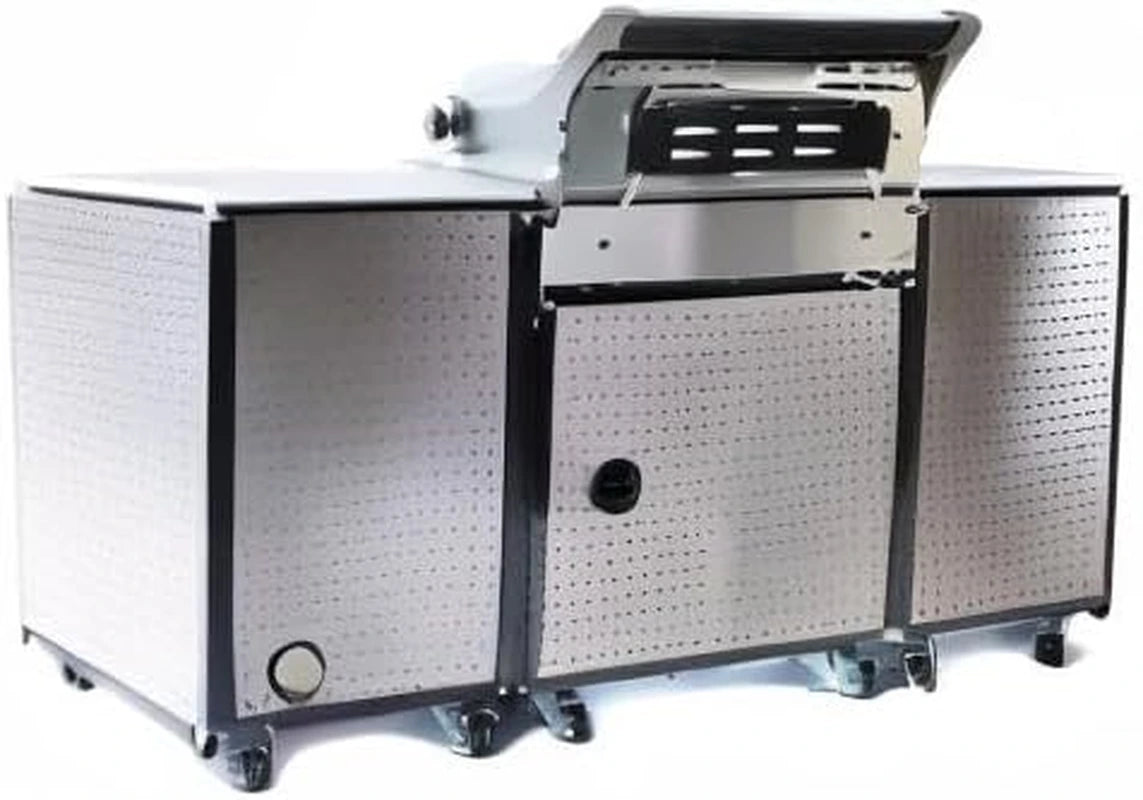 Premium 70"W Black Stainless Steel Outdoor Kitchen Island BBQ Gas Grill with Compact Refrigerator & Rotisserie Burner + Dual Sided Griddle Plate + Charcoal Tray + Natural Gas Conversion Kit — product view 9