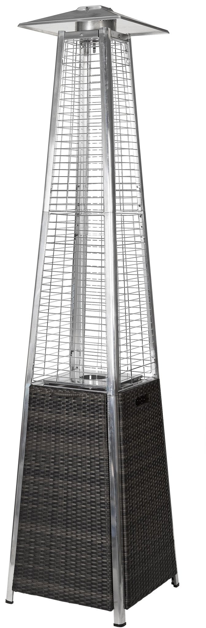 RADtec 89" Tower Flame Propane Patio Heater - Black & Grey Wicker (41,000 BTU) - Grand Alfresco