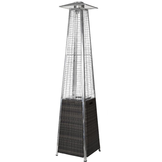 RADtec 89" Tower Flame Propane Patio Heater - Black & Grey Wicker (41,000 BTU) - Grand Alfresco