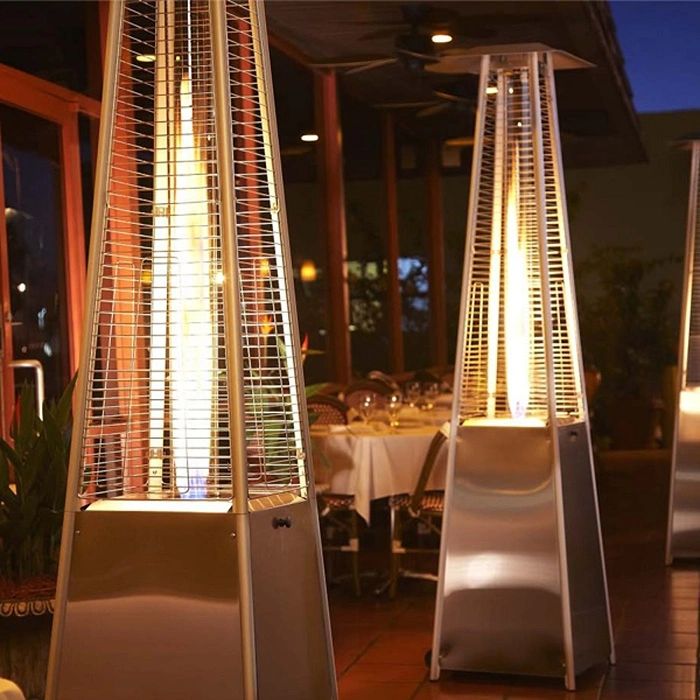 RADtec 89" Tower Flame Propane Patio Heater - Black & Grey Wicker (41,000 BTU) - Grand Alfresco