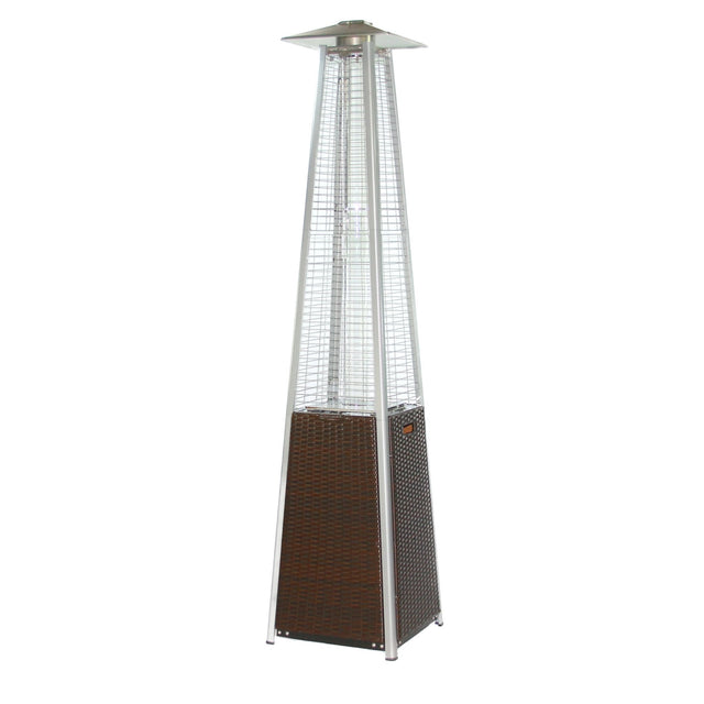 RADtec 89" Tower Flame Propane Patio Heater - Dark Brown Wicker (41,000 BTU) - Grand Alfresco