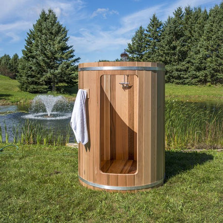 Rainbow Barrel Outdoor Shower - Clear Red Cedar - Grand Alfresco