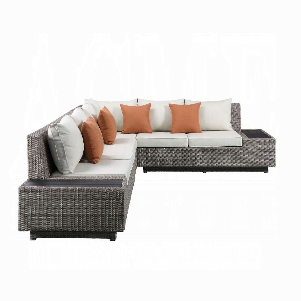 Salena Patio Sectional Sofa W/4 Pillows & Coffee Table - Grand Alfresco