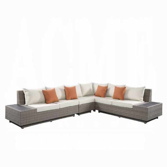 Salena Patio Sectional Sofa W/4 Pillows & Coffee Table - Grand Alfresco