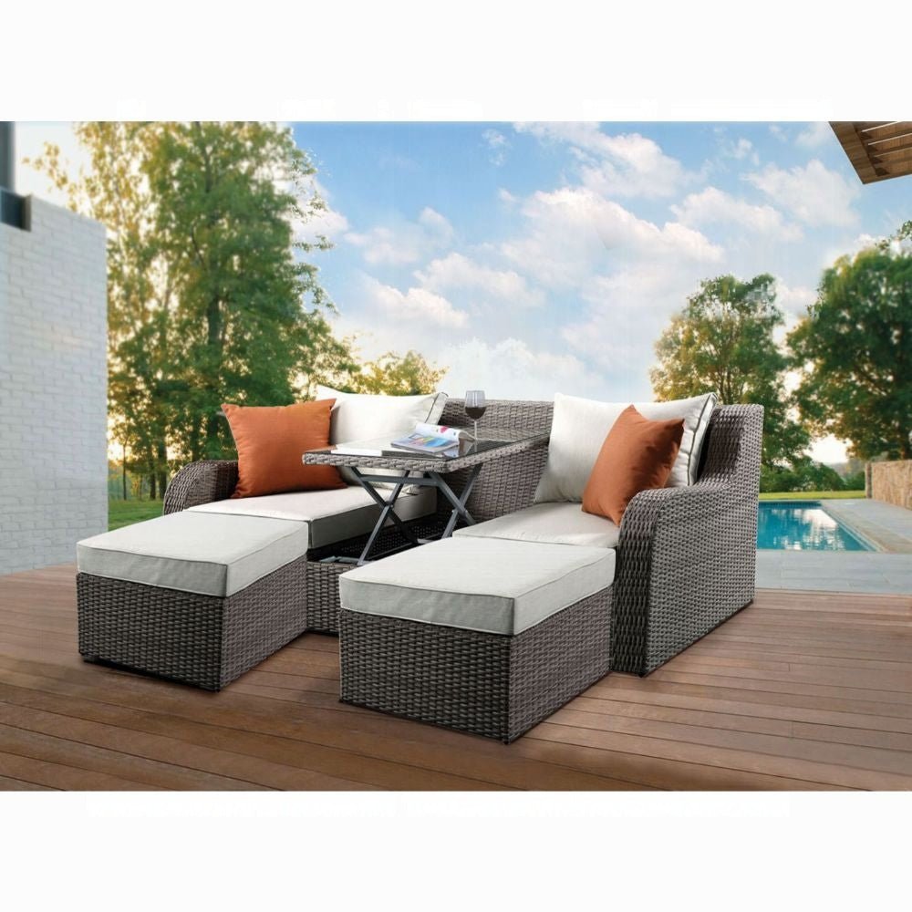 Salena Patio Sofa W/2 Pillows & 2 Ottomans - Grand Alfresco