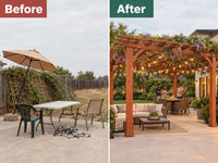 12x24 Ft Cedar Wood Pergola with Trellis Roof — Before & After