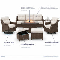 7-Piece Wicker Patio Set with Fire Pit & Swivel Rockers — How It Works