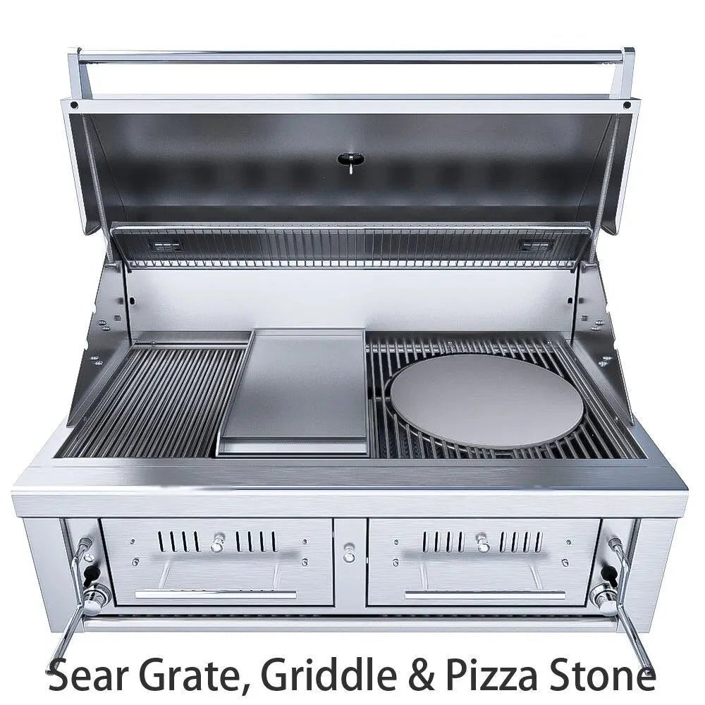 Sunstone Series 42″ Gas Hybrid Dual Zone Charcoal/Wood Burning Grill – EMCHDZ42 - Grand Alfresco