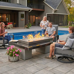 Uptown Black Linear Fire Pit Table - Grand Alfresco