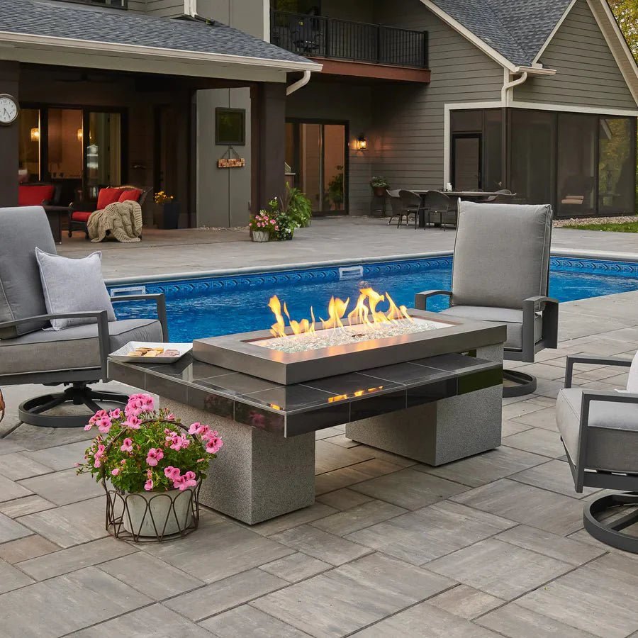 Uptown Black Linear Fire Pit Table - Grand Alfresco