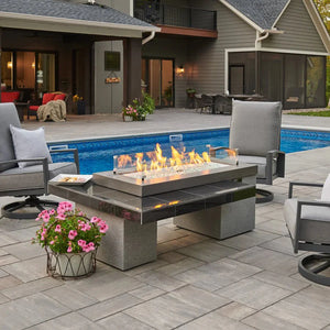 Uptown Coastal Grey Linear Gas Fire Pit Table - Majestic Patio