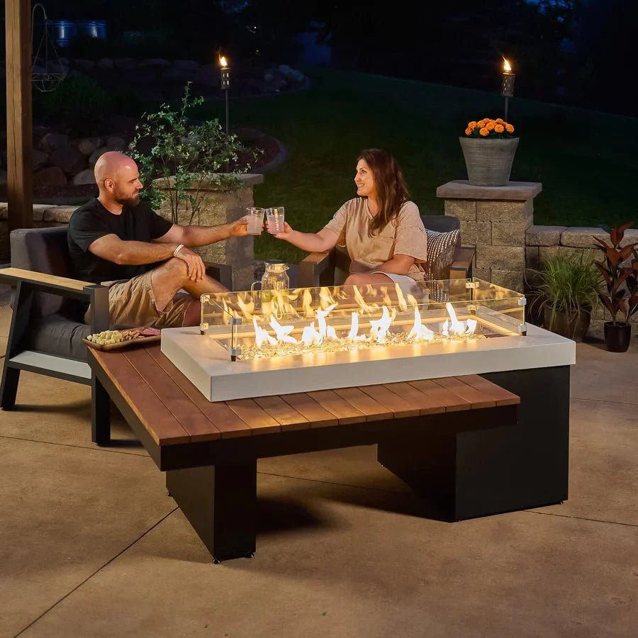 Uptown Coastal Grey Linear Gas Fire Pit Table - Grand Alfresco