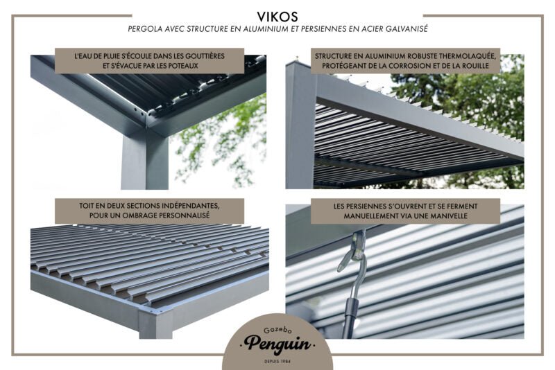 Vikos 10 x10 Aluminum stand alone Pergola - Grand Alfresco