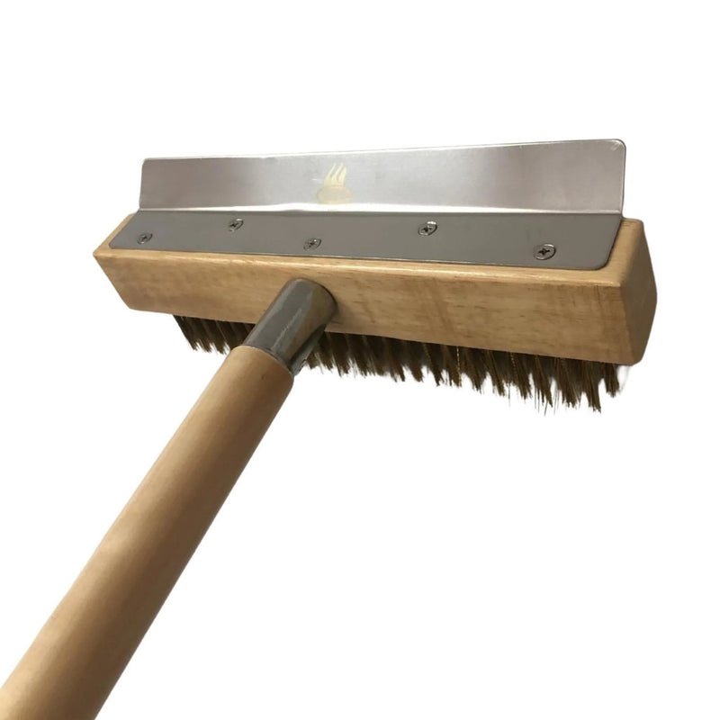 Wood Fired Oven Brush w/Wood Handle, Stainless Steel Scraper - Grand Alfresco