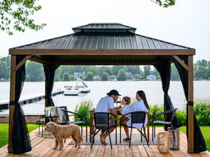 Yosemite Gazebo Aluminum frame wood finish - Grand Alfresco