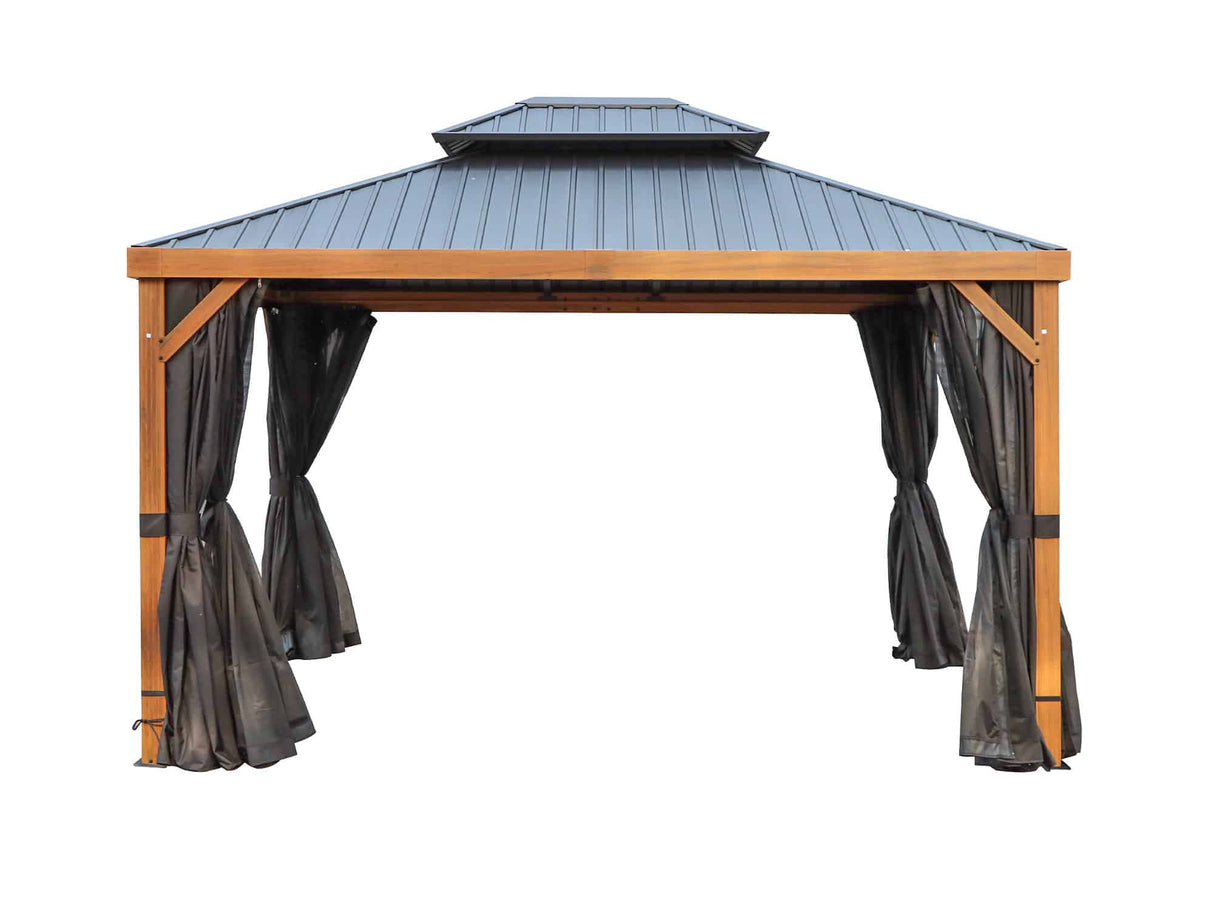 Yosemite Gazebo Aluminum frame wood finish - Grand Alfresco